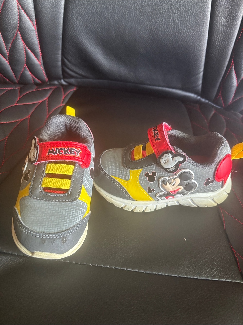 Disney Mickey Mouse Gray, Yellow & Red Baby Walker Sneakers
